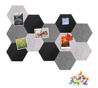 Gute Felt Pin Board,12 Pcs Large Hexagon Cork Board,22 x 19 cm,Self Adhesive Bulletin Board,DIY Notice Boards with 50 Push Pins, Pinboards,Wall Decoration for Home,Office, Bedrooms,Photos Memos