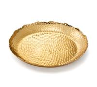 GUTE Gold Hammered Decorative Bowl - Elegant Aluminum Centerpiece with Textured Finish | Home Kitchen Dining Table Accent | Single Piece | 13"x13"x1.6" Large Round Design | Metallic Finish