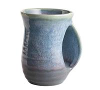 GUTE Hand Warmer Mug, Handmade Pottery Ceramic Hand Painted - Contoured Pocket Holds Warmth from The Heat of Your Drink to Keep Your Fingers Warm, Comfy Handwarmer Lagoon Blue