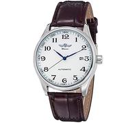 Gute Mens Watches,Mechanical Watch White Dial Blue Hands PU Band Self-Wind Men-Standard