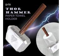 GUTE Thor's Hammer Mjolnir Toilet Paper Roll Holder - Resin Countertop Holder - Unique Bathroom Decor - Mounting Slots Included, Funny Gag Gift