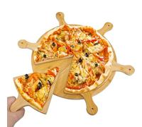 Gute Wood Pizza Board, Round Pizza Chopping Board,Pizza Paddle Serving Board,Serving Tray for Baking Homemade Pizza/Bread Fruits Vegetables Camping (10 Inch)
