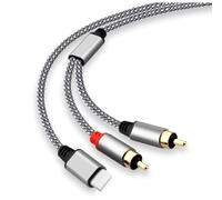 Gutecomuik RCA Cable Compatible with i-Phone, iOS to RCA Aux Audio Cord Adapter, Y Splitter Adapter, 2 Male Cable for Amplifier, Theater, Speaker, DJ Controller,Car (2M)