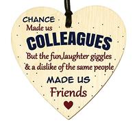 GuteGifts Colleague Friends Gift Wooden Heart Plaque Friendship Leaving Job Co Worker Thank You Gifts Keepsake Hanging Sign - Chance Made Us Colleagues But Fun and Laughter We Share Made Us Friends