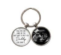 GuteGifts Custom First Fathers Day Baby Shower Keyring Gift for Daddy to Be