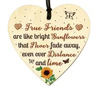 GuteGifts Friends plaque True Friends are like bright Sunflowers Gifts for Friends Women Men Friendship plaque Motivational Miss You Gift Birthday Card Christmas Wood Heart Plaque Sign Hanging