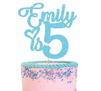 GuteGifts Personalised Birthday Cake Topper for Baby Boy & Girl | Custom with Any Name Any Age Party Decoration | Multicolour Glitter 1st 2nd 3rd 5th 6th 8th 10th Made in UK (Ocean blue)