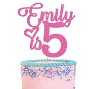 GuteGifts Personalised Birthday Cake Topper for Baby Boy & Girl | Custom with Any Name Any Age Party Decoration | Multicolour Glitter 1st 2nd 3rd 5th 6th 8th 10th Made in UK (Hot Pink)