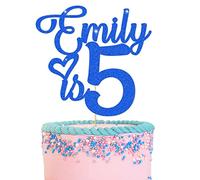 GuteGifts Personalised Birthday Cake Topper for Baby Boy & Girl | Custom with Any Name Any Age Party Decoration | Multicolour Glitter 1st 2nd 3rd 5th 6th 8th 10th Made in UK (Royal blue)