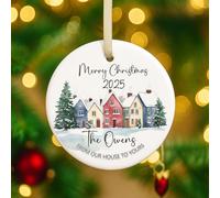 GuteGifts Personalised Christmas Ceramic Bauble - FROM OUR HOUSE TO YOURS - Gift for Family Member/Friends/Colleague Ornaments Xmas Tree Decor Merry Christmass Hanging Sign Keepsake
