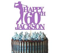 GuteGifts Personalised Golfer Cake Topper | Custom with Any Name Any Age Golf Theme Happy Birthday Party Decoration for Him Men Dad Grandad Golfing 21st 30th 40th 50th 60th (Lilac)
