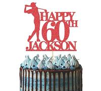 GuteGifts Personalised Golfer Cake Topper | Custom with Any Name Any Age Golf Theme Happy Birthday Party Decoration for Him Men Dad Grandad Golfing 21st 30th 40th 50th 60th (Red)