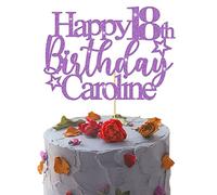 GuteGifts Personalised Happy Birthday Cake Topper | Custom Party Decoration with Any Name Age | Multicolour Glitter Cake Topper 13th 16th 18th 21st 30th 50th 60th 80th Handmade in UK (Lilac)