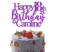 GuteGifts Personalised Happy Birthday Cake Topper | Custom Party Decoration with Any Name Age | Multicolour Glitter Cake Topper 13th 16th 18th 21st 30th 50th 60th 80th Handmade in UK (Purple)