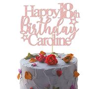 GuteGifts Personalised Happy Birthday Cake Topper | Custom Party Decoration with Any Name Age | Multicolour Glitter Cake Topper 13th 16th 18th 21st 30th 50th 60th 80th Handmade in UK (Rose gold)