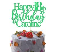 GuteGifts Personalised Happy Birthday Cake Topper | Custom Party Decoration with Any Name Age | Multicolour Glitter Cake Topper 13th 16th 18th 21st 30th 50th 60th 80th Handmade in UK (Green)