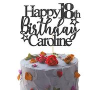 GuteGifts Personalised Happy Birthday Cake Topper | Custom Party Decoration with Any Name Age | Multicolour Glitter Cake Topper 13th 16th 18th 21st 30th 50th 60th 80th Handmade in UK (Black)