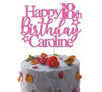 GuteGifts Personalised Happy Birthday Cake Topper | Custom Party Decoration with Any Name Age | Multicolour Glitter Cake Topper 13th 16th 18th 21st 30th 50th 60th 80th Handmade in UK (Hot pink)