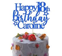 GuteGifts Personalised Happy Birthday Cake Topper | Custom Party Decoration with Any Name Age | Multicolour Glitter Cake Topper 13th 16th 18th 21st 30th 50th 60th 80th Handmade in UK (Royal blue)