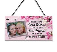 GuteGifts Personalised Plaque with Photo Floral Design Pink Friendship Gifts for Women Girls Best Friends BFF Birthday Christmas Home Decoration Wall Hanging Sign with Quote
