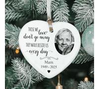 GuteGifts Personalised Plaque with Photo Memorial Bauble Ceramic Ornaments Plaque Bereavement Remembrance Funeral Gifts Christmas Home Decoration Hanging Sign with Quote-Those we love dont go away.