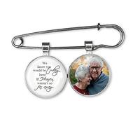 GuteGifts Personalised Wedding Bouquet Photo Bridal Charm with Lapel Pin Remembering the Father / Mother of Bride Groom Boutonniere In Loving Memory Mum Dad Grandma Nanny Memorial Keepsake Keyring