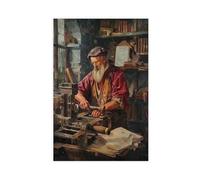 Gutenberg Printing Press Illustration Canvas Poster Wall Art Decor Print Picture Paintings for Living Room Bedroom Decoration 8" L X 12" W