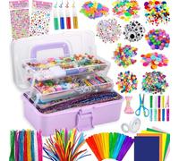 Gutenguy 3200Pcs+ Kids Craft Kits for Age 4 5 6 7 8 9 10 11 12 - All in One D.I.Y. Crafting Kindergarten Home School Art and Craft Supplies Set Kids Toys for Halloween Christmas Gifts (Elegant Purple)