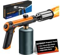 Gutenguy Powerful Propane Torch with One-Touch Max Fire, Adjustable Kitchen Torch with Safety Lock, Flamethrower, Blow Torch Gun for Grill, BBQ, Sous Vide, Campfire Starter (Tank Not Included)