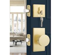 GUTENKONB 1 Pcs Gold Door Knob Set with Deadbolt, Satin Brass Door Lock