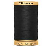 Gutermann 100% Natural Cotton Thread for Hand or Machine Sewing, Quilting, Decorative Embroidery or Applique - Colour - BLK - 1 x 400m Spool