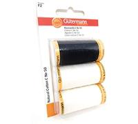 Gutermann 50402 Pack 3 Bobbins Cotton 5 x 0.02 x 0.02 cm black/white