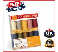 Gutermann 734521-3 Natural Cotton Thread Set 50 100m Multi-Colour 10 Reels
