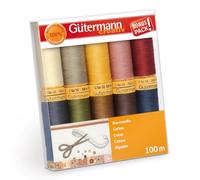Gutermann 734521-3 Thread Set Natural Cotton 50 100m/10 Reels, Multi-Colour