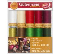 Gutermann Cotton 50 Holiday Thread Set 10 Spools-Collection 1 Gold Metallic 734021-1