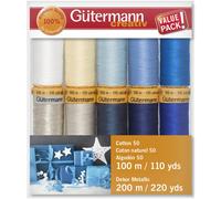 Gutermann Cotton 50 Holiday Thread Set 10 Spools-Collection 2 Silver Metallic 734021-2