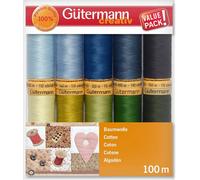 Gutermann Cotton Thread Set - 10 x 100m - blues / greens Colour Ass. 5 734521