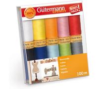Gutermann 734521-2 Thread Set Natural Cotton 50 100m x 10 reels, Multi-Colour