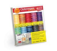 Gutermann Deco Stitch 70 Thread Set - Assorted Colours 10X70M Assorted Solid & Multicolours For Decorative & Ornamental Seams