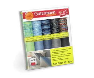 Gutermann Decorative Stitch Thread Set - 10 x 70m Reels - Blues, Greens 702166\2