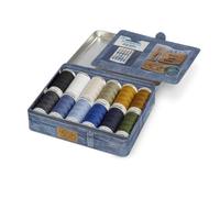 Gutermann Denim Jeans Thread Set Box 12 Spools 100m No 50 Thread Free Needles