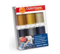 Gütermann creativ Sewing Thread Set with 6 spools Professional Jeans Thread Denim 100 m in Typical Denim Seam Colours