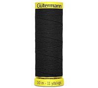 Gutermann Elastic Thread for Sewing, Bobbin Work, Smocking, Knitted Cuffs and Gathering Fabrics - Black - BLK - 1 x 10m Spool