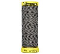 Gutermann Elastic Thread for Sewing, Bobbin Work, Smocking, Knitted Cuffs and Gathering Fabrics - Dark Grey - 1505-1 x 10m Spool