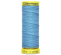 Gutermann Elastic Thread for Sewing, Bobbin Work, Smocking, Knitted Cuffs and Gathering Fabrics - Sky Blue - 6037-4 x 10m Spool