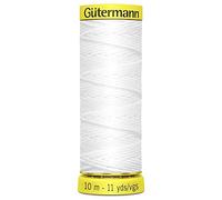 Gutermann Elastic Thread for Sewing, Bobbin Work, Smocking, Knitted Cuffs and Gathering Fabrics - White - WHT - 1 x 10m Spool