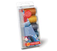 Gutermann Jeans & Extra Strong Thread Set - 2X200M Jeans + 3X100M Extra Strong, Blues & Golds For Denim Sewing