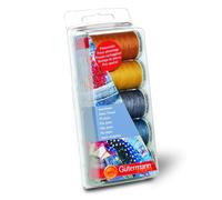 Gutermann Jeans & Extra Strong Thread Set - 2X200M Jeans + 3X100M Extra Strong, Blues & Golds For Denim Sewing