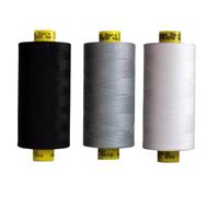 Gutermann Mara 120 Sewing Thread - 3 x 1000m Spools - Black, White & Blue (Various Shades) - Strong Polyester Thread for Sewing Machines & Hand Stitching (Black, White,5618)