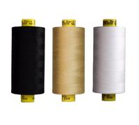 Gutermann Mara 120 Sewing Thread - 3 x 1000m Spools - Black, White & Cream or Brown (Various Shades) - Strong Polyester Thread for Sewing Machines & Hand Stitching (Black,White,249)